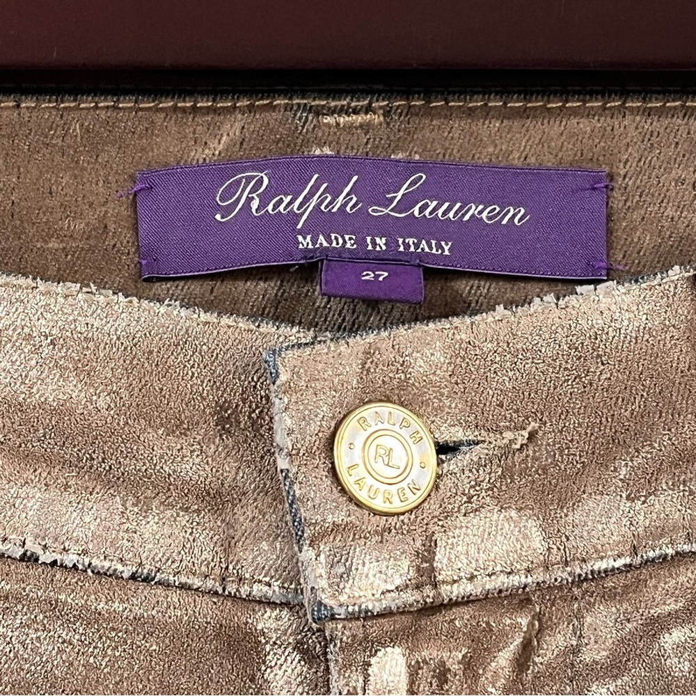 Ralph Lauren Purple Label Collection Metallic Gold Boot Cut Jeans Made in Italy - Picture 10 of 17